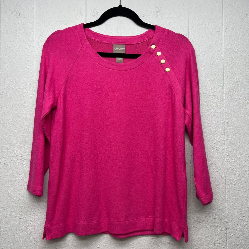 Chico's Punk Fuzzy Pink Sweater Womens Small Stretch School College Workwear